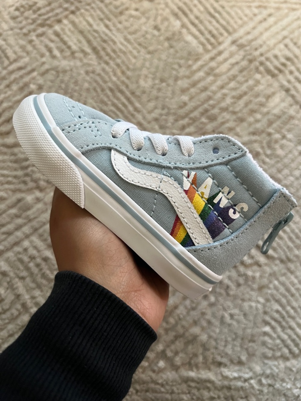 Toddler Girl’s Vans Sk8 Hi Zip Rainbow Stripe Shoes
